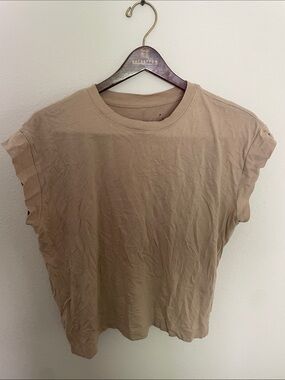 a new day Short Sleeve Crewneck Top - Beige